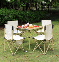 Table de camping en aluminium pliable Portable de taille moyenne avec 4 chaises pliantes
