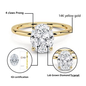 Oferta Especial Starsgem, Anillo de Diamantes Solitario con Certificado IGI, Oro Blanco, Amarillo o Rosa de 14K, Diamante Cultivado en Laboratorio de 1 Quilate, Corte Pera, Corazón o Cuadrado - Product Image 5