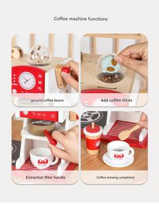COMMIKI <span class=keywords><strong>Jouet</strong></span> <span class=keywords><strong>en</strong></span> <span class=keywords><strong>bois</strong></span> pour petit-<span class=keywords><strong>d</strong></span>éjeuner avec machine à café bleue <span class=keywords><strong>Cuisine</strong></span> <span class=keywords><strong>Cuisine</strong></span> Jeu de rôle Ensemble de nourriture éducatif pour enfants - Product Image 4
