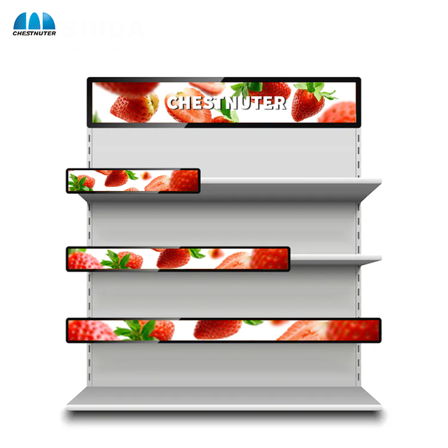 Ultra Wide Shelf Edge Stretched Bar LCD Display Supermarket Monitor Digital Signage Advertising Screen