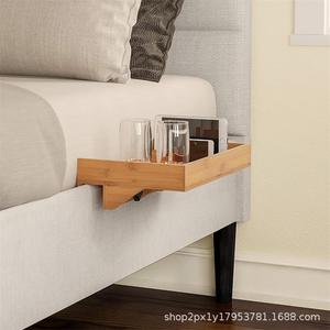 Bamboo Wood Bedside <b>Storage</b> <b>Tray</b> Rectangle Detachable Wall Mounted Natural Color Bedroom Use - Product Image 3