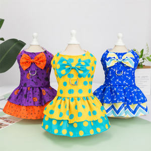 שמלת כלבים חמודה ונוחה מכותנה, שמלת נסיכה עם פפיון, ביגוד חמוד לחיות מחמד לכלבים קטנים וגורים, אביב קיץ, דרופשיפינג - Product Image 1