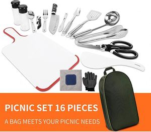 BSCI Factory <b>Camping</b> Kitchen Equipment <b>Camping</b> Cooking Utensils <b>Set</b> Portable <b>Picnic</b> Cookware Bag Campfire Barbecue Appliances - Product Image 3