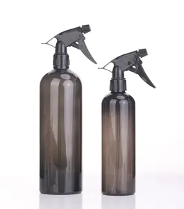 500ml 1000ml leere PET zylindrische Kunststoff schwarz transparente Abzugs sprüh flasche mit schwarzem Abzugs sprüh gerät und Filter rohr