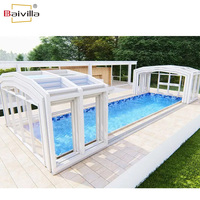 Serre télescopique en verre pour l'hiver, véranda en aluminium rétractable électriquement, pour hôtel, jardin, respectueuse de l'environnement, garantie 5 ans