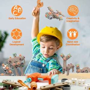 Educational Building Blocks Kids Power <strong>Tool</strong> Box <strong>Set</strong> DIY STEM Building <strong>Toys</strong> Kit 144PCS/120PCS Electric Drill <strong>Tool</strong>
