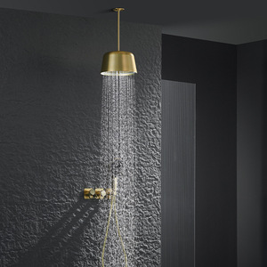 Ensemble de douche encastré au plafond en laiton poli, 3 modes, système de douche pluie mural dissimulé avec douchette de massage douce pour hôtel et maison - Product Image 1
