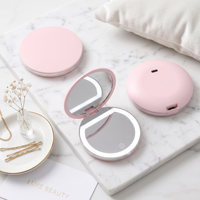 Compact Mirror with Light 1X/2X Magnification LED Pocket with USB Data Cable Mini Mirror for Purse Pocket Travel and Present