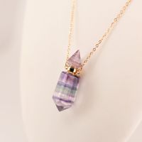 Haute qualité couleur naturelle luciole cristal pierre pointu hexagone colonne aromathérapie bouteille cristal collier hommes femmes