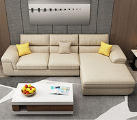 Canapé sectionnel de loisirs 7 places beige au design moderne de Foshan, grande taille avec appuie-tête réglable, tissu technologique pour salon