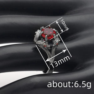 Bague de cocktail H415 pour homme, motif dragon, améthyste naturelle ovale, sertie griffes, cadeau, bagues tendance - Product Image 5