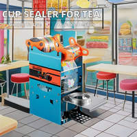 Machine de scellage thermique semi-automatique pour gobelets en PET transparent, à entraînement électrique, pour l'emballage de boissons à bulles dans des sachets, facile à utiliser