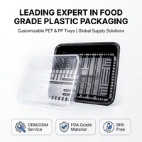 Barquette d'emballage alimentaire jetable en plastique PET PP écologique pour fruits et viandes, qualité alimentaire, service OEM ODM personnalisé pour supermarchés et vente au détail