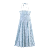 Vêtements pour femmes sur mesure, mode estivale et élégante, robe midi à col halter à pois pour femmes