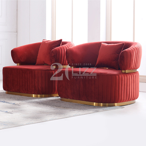 الفاخرة كراسي استراحة غرفة المعيشة المخملية مجموعة منحني الاقسام النسيج جولة مسند ذراع أريكة - Product Image 4