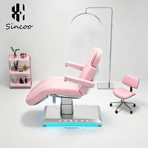 Cama de Estética Eléctrica de Lujo, Color Rosa, Moderna, de Cuero PU, con Base de Acero Inoxidable, 3 Motores, Reclinable, para Tratamientos Faciales y de Pestañas - Product Image 5