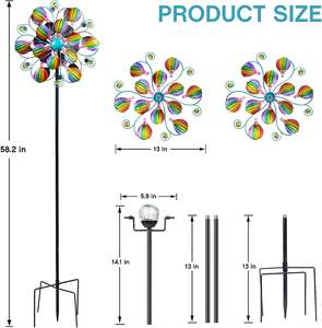 Zonne-<span class=keywords><strong>Wind</strong></span> Spinner, 58.2 Inch Outdoor Hoge Vlag Omh Windmage Motor Opknoping Roterende Metalen Staak Yard <span class=keywords><strong>Wind</strong></span> Spinner Mandala - Product Image 5