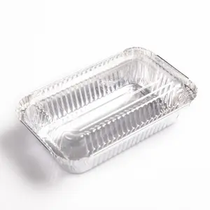 600ml Rectangular Wrinkled Wall Food Packaging Container Disposable Aluminum Foil Food Packing Box from Guangzhou Factory