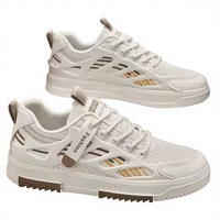 Chaussures pour hommes, mocassins en cuir blanc tendance, baskets à lacets, doublure en mesh sportive, respirantes, antidérapantes, confortables pour le printemps