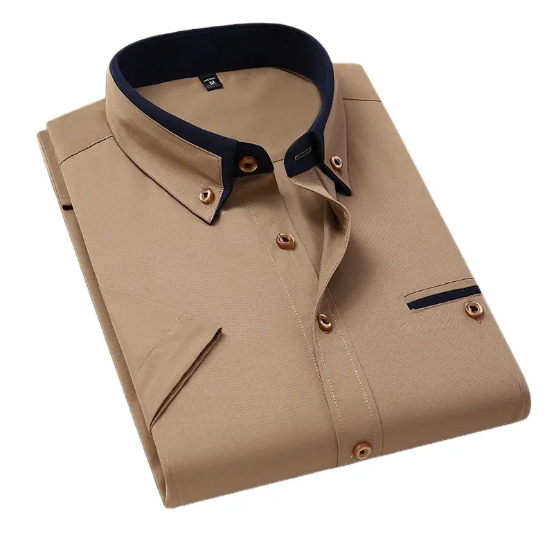 Business Long Sleeve Shirt Men's Korean Style Plaid Casual Slim Non-ironing Thin Men's Shirt