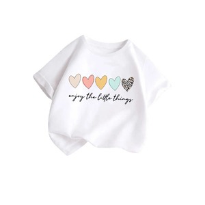 T-shirt pour enfants à col rond été 2025, logo personnalisé imprimé, dessin animé, coton tricoté, demi-manches, garçons filles, importé, mode décontractée - Product Image 5
