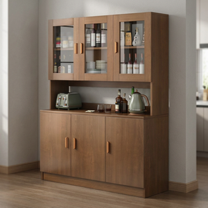 Modern Minimalist Eco-Friendly Multifunctional <b>Sideboard</b> Cabinet Glass Doors White Dual-Tone-<b>Storage</b> Open Shelf Dining Room - Product Image 4