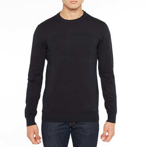 เสื้อสเวตเตอร์แขนยาวของผู้ชายลวดลายสีพื้นเทคนิคการย้อมเส้นด้าย - Product Image 1