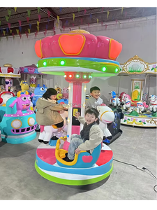 Carrusel Infantil de 3 Personas, Máquina de Juego Operada con Monedas, con Asiento de Manzana, Caballo con Corona, Equipo Grande para 3 Personas - Product Image 2