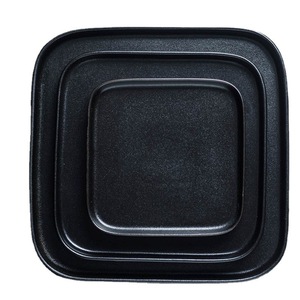 Plato Cuadrado de Cerámica Vintage <span class=keywords><strong>con</strong></span> Borde Dorado Negro para Café, Hotel, Carne Asada, Postre, Servicio Diario y Decoración de Mesa - Product Image 6