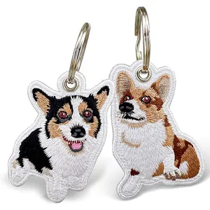 Newly Keychain Embroidery With Woven Dye Sublimated OR Code with Metal O Ring For Earrings Hair Pin Keychain Patch