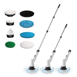 Cepillo de limpieza eléctrico inalámbrico con cabezal giratorio para limpieza de pisos y bañeras, color blanco, diseño ecológico - Product Image 1