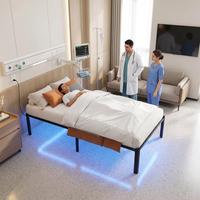 Bestseller Eisen-Metall-Lattenrost Maßgefertigter Geräuschloser Metall-Plattformbettrahmen mit Ladestation und RGB-LED-Beleuchtung