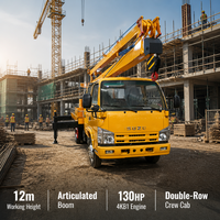 Новый дизельный автогидроподъемник Isuzu с узким кузовом, 12 м, 130 л.с., Евро-6, двухсекционная складная стрела, для работы в узких проезжаемых полосах