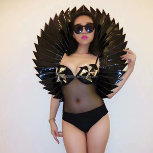 Costume gonflable une pièce pour femmes, ensemble féminin, <span class=keywords><strong>noir</strong></span>, argent, avec avant et arrière plan - Product Image 5