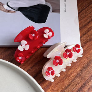 Sujeción de perlas de flores delicadas japonesas y coreanas con ácido acético, horquilla para agarrar el cabello, parte posterior de la cabeza, pinza de tiburón, pinza para el cabello para mujer - Product Image 4