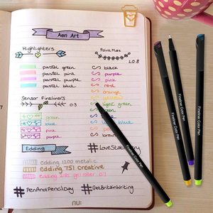 Touchfive — marqueurs maître noirs, 10 stylos à encre pour Fineliner, Micro-pointe, brosse et calligraphie