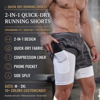 Shorts de sport d'été pour hommes, respirants, à séchage rapide, en polyester, à cordon de serrage, double couche, marque tendance, vente directe d'usine transfrontalière