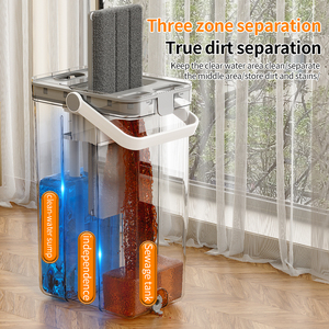 Serpillère écologique la plus vendue en gros avec seau auto-essoreur, 2 têtes de serpillère incluses, nettoyage multifonctionnel pour la maison et le bureau - Product Image 2