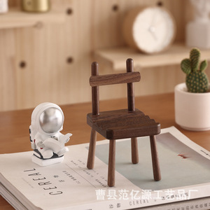 Wooden Phone Stand <b>Mini</b> Chair Adjustable <b>Desk</b> Holder Beech Wood Natural Color - Product Image 2