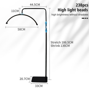 مصباح أرضي حديث بتصميم نصف قمر مع إضاءة LED قابلة للتعتيم، تحكم عن بعد، 3 أوضاع لونية، سطوع عالي بدون ظل، إضاءة تجميلية لفن الرموش والأظافر - Product Image 6