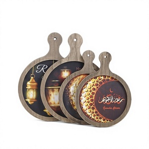 Wooden Ramadan Kareem Round Serving Tray Digital Printed Islamic <b>Decorations</b> - Product Image 4