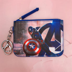 Cool dibujos animados Marvel Spider Man <span class=keywords><strong>Hulk</strong></span> Capitán Bat Man América tarjetero cremallera cartera PU cuero tarjeta cubierta llavero colgante - Product Image 6