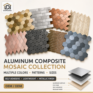 Venta al por mayor de fábrica: Azulejos de <span class=keywords><strong>mosaico</strong></span> de aluminio compuesto con patrones mixtos, autoadhesivos, para contratistas de interiores. - Product Image 2