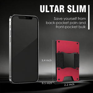 Aluminum Slim Card Holder Front Pocket <b>Wallet</b> <b>for</b> <b>Men</b> Quick Access Cards Cash Strap Custom Logo Business RFID Blocking - Product Image 4