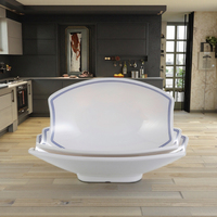Nouveau pied conception 8.9 pouces bateau forme mélamine bleu cerclées assiettes
