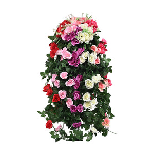 Mur de roses artificielles suspendues en plastique, fleurs en soie douce, forme irrégulière, décoration intérieure, accessoires de mariage et d'extérieur - Product Image 1