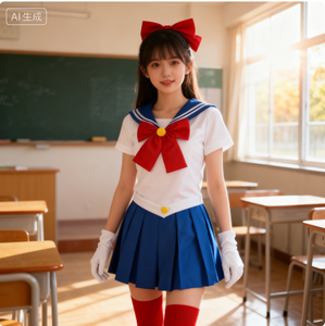 Costumi Cosplay di Usagi Tsukino da Anime, Abito da Marinaio Luna JK per Bambine e Donne, Vestito a Maniche Corte con Guanti e Calzini - Product Image 1
