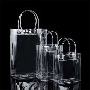 Pvc Bag Transparent Bags Pvc Wholesale Custom Clear PVC Plastic Shopping Bag With Logo Transparent Handle Bags Packing For Gifts