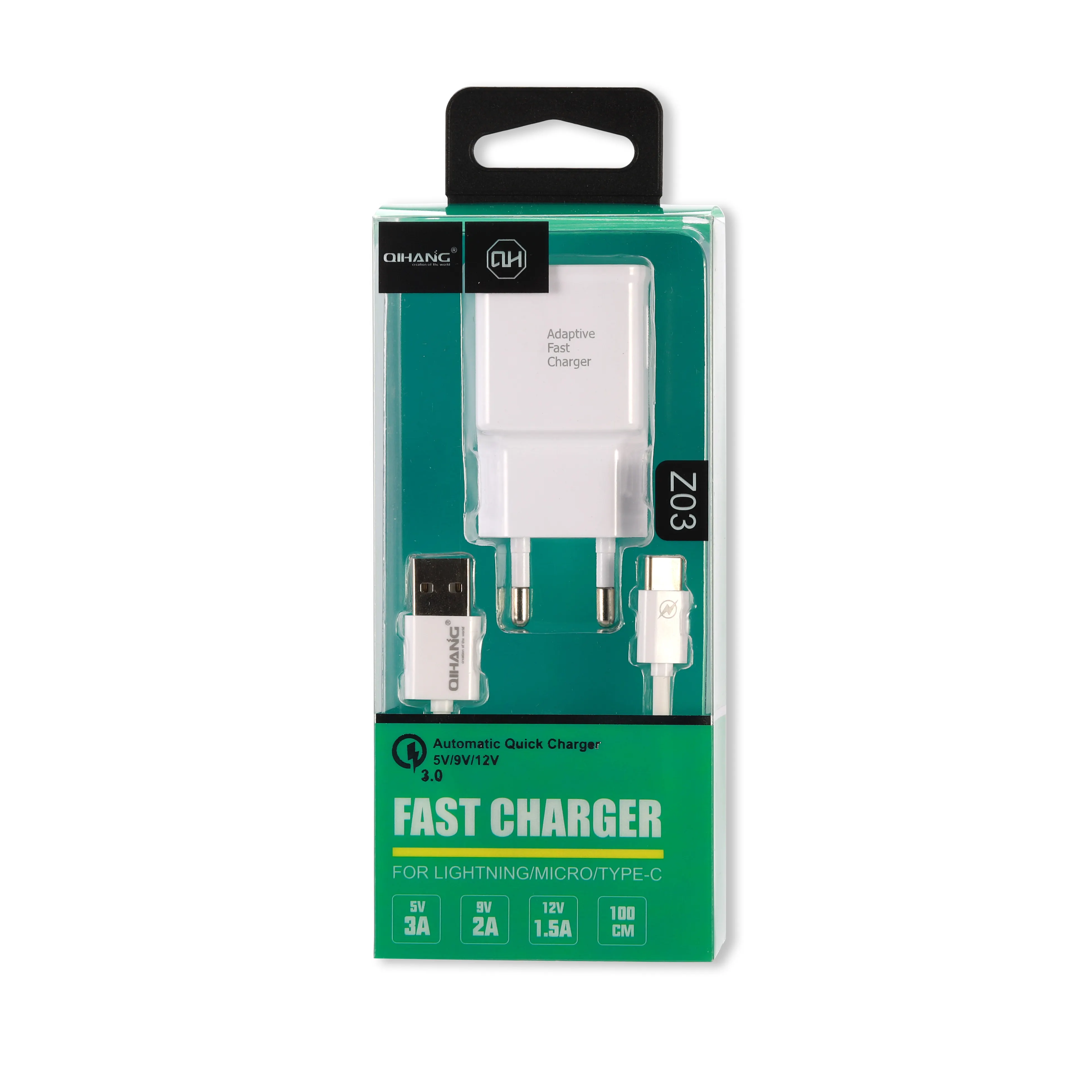 QIHANG charger Power Adapter Fast Charging US/EU/UK Plug Travel phone Wall USB Charger