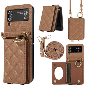 Étui portefeuille en cuir à bandoulière pour Samsung <span class=keywords><strong>Galaxy</strong></span> <span class=keywords><strong>Z</strong></span> <span class=keywords><strong>Flip</strong></span> 6 5 4 <span class=keywords><strong>3</strong></span> 5G porte-anneau longue lanière Flip5 <span class=keywords><strong>pochette</strong></span> - Product Image 1
